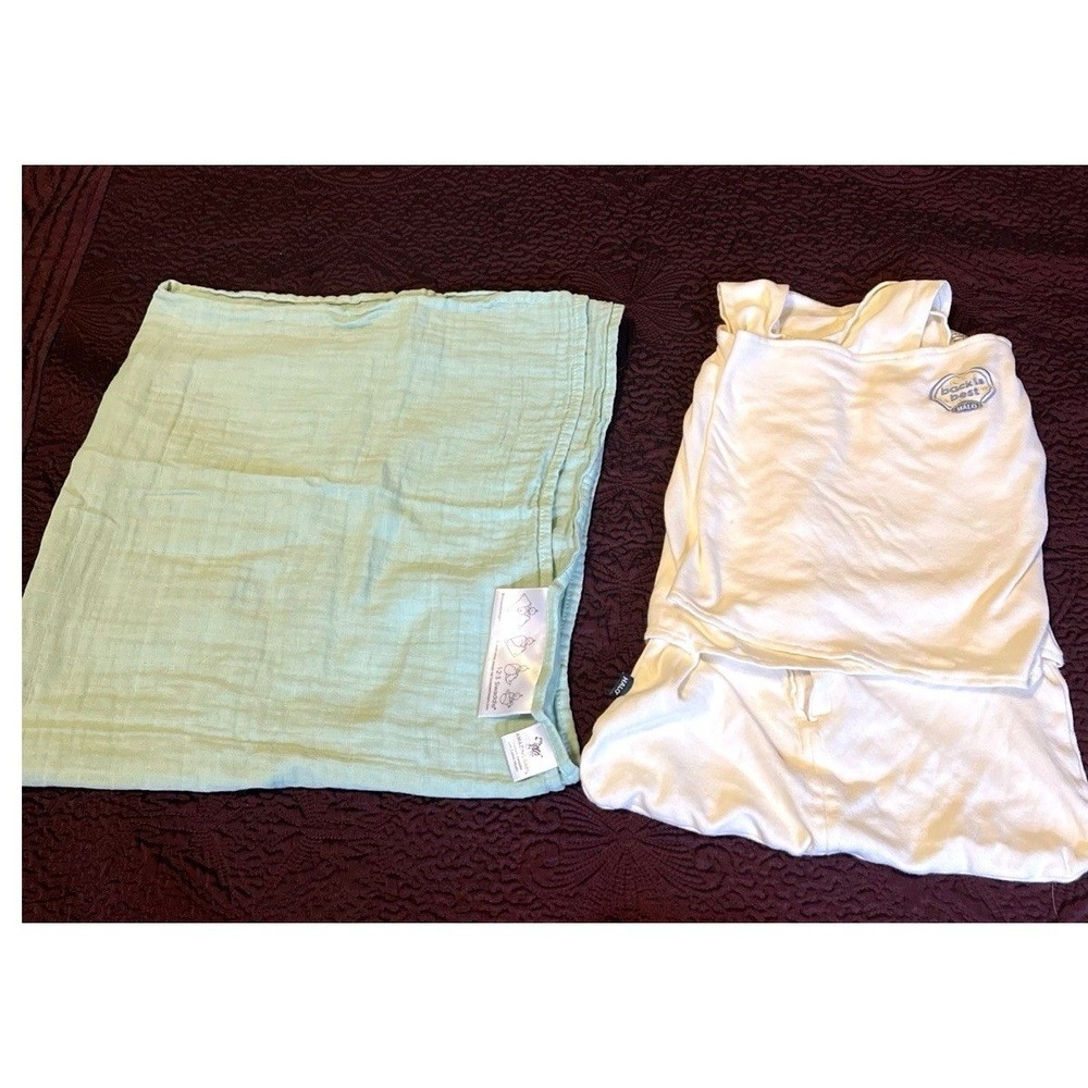 HALO SleepSack Swaddle 0-3M + Amazing Baby 1-2-3 Swaddle Blanket Newborn Lot EUC